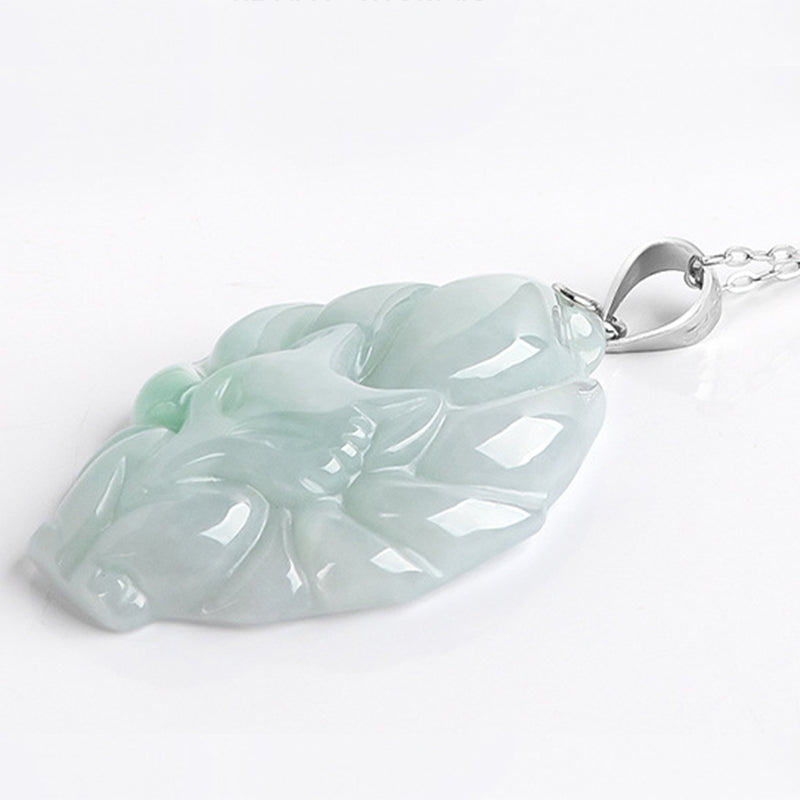 Buddha Stones 925 Sterling Silver Natural Jade Nine Tailed Fox Prosperity Necklace Pendant - image 6
