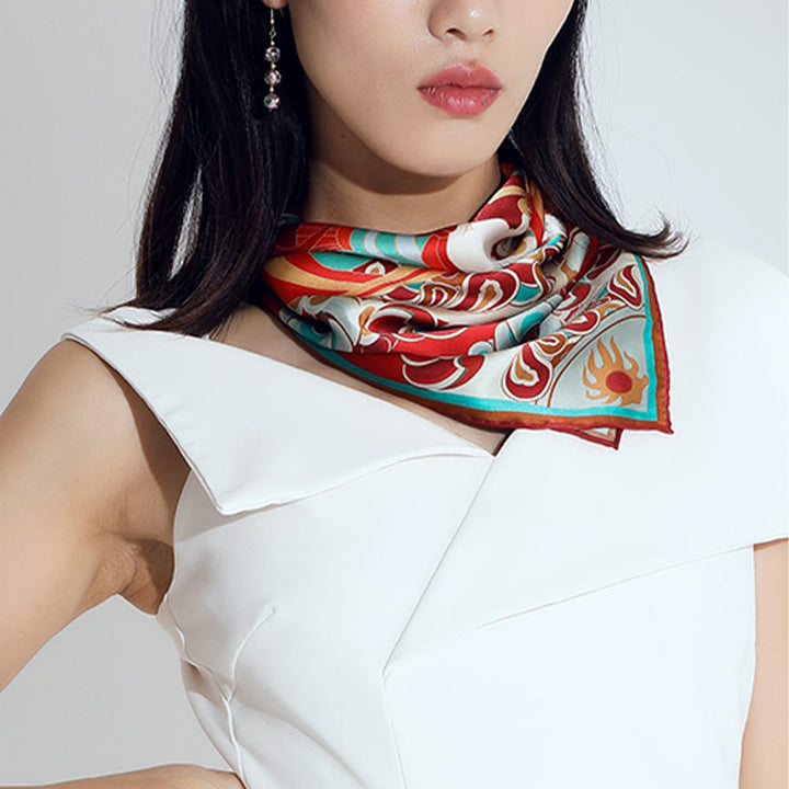 Buddha Stones Dunhuang Rebound Pipa Flying Frescoes 100% Mulberry Silk Scarf Premium Grade 6A Dunhuang Shawl - image 33