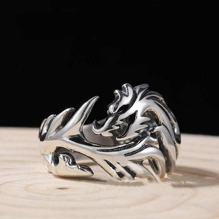Buddha Stones Dragon Pattern Protection Strength Adjustable Ring - image 10