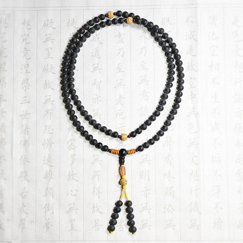 Buddha Stones Tibetan Mala Cypress Bodhi Seed Red Agate Healing Bracelet - image 10