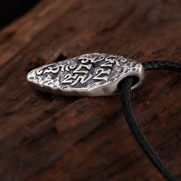 Buddha Stones Tibetan 925 Sterling Silver Om Mani Padme Hum Dorje Vajra Engraved Strength Necklace Pendant - image 5