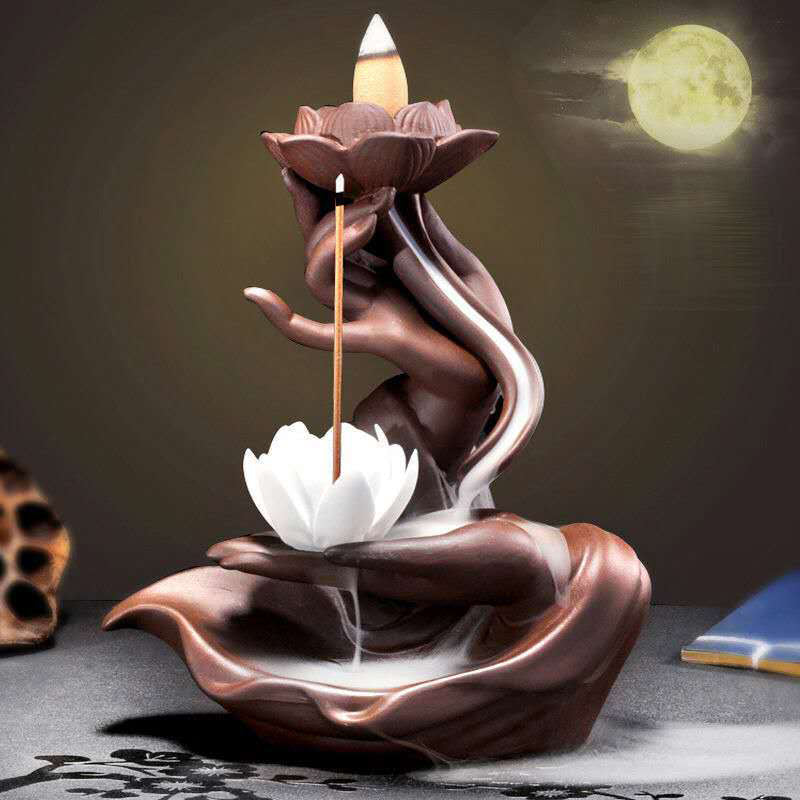 Buddha Stones Lotus Bergamot Healing Incense Burner - White - image 6