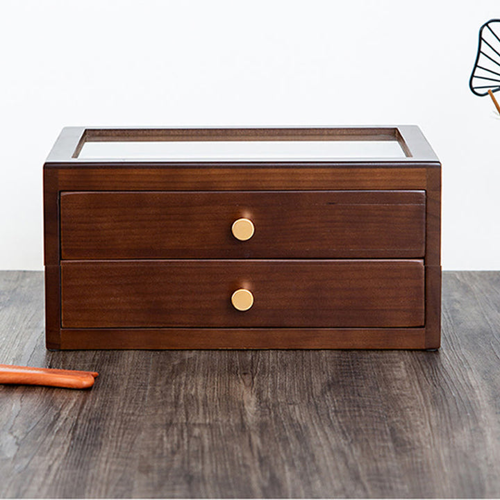 Buddha Stones Retro Solid Wood Jewelry Box Jewelry Storage Box With Drawer - image 7