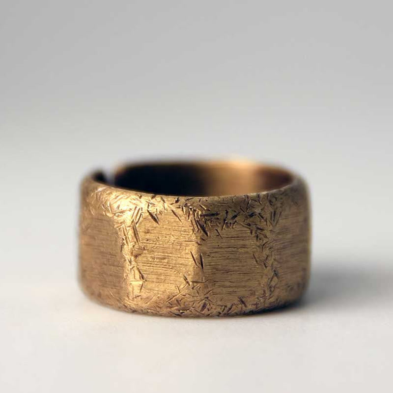 Buddha Stones Tibetan Simple Design Copper Brass Frosted Wealth Ring - image 11