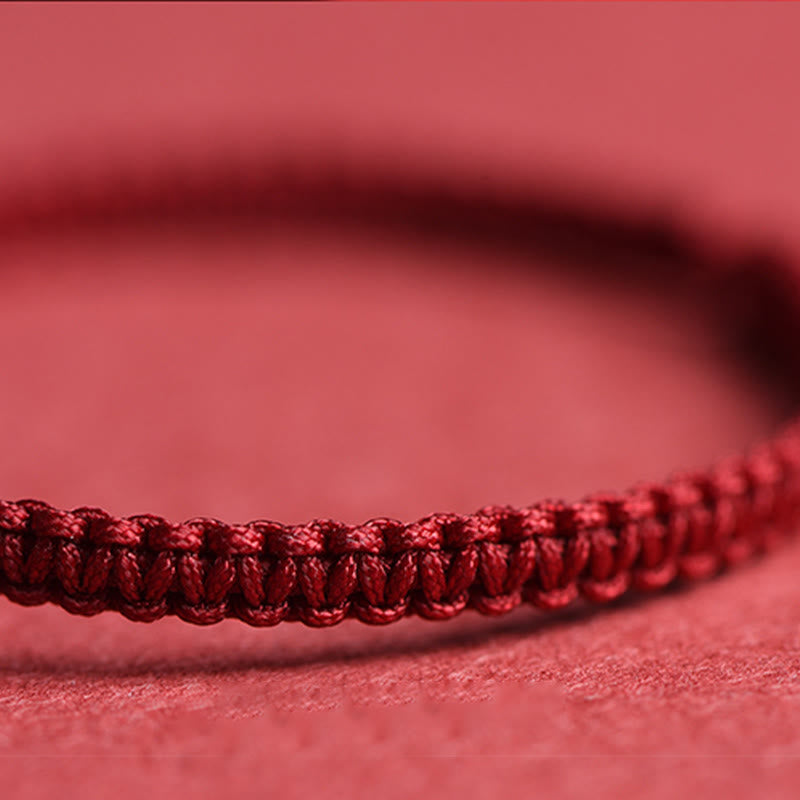 Buddha Stones Four Leaf Clover Five-petal Flower Cinnabar Blessing Red String Bracelet - image 5