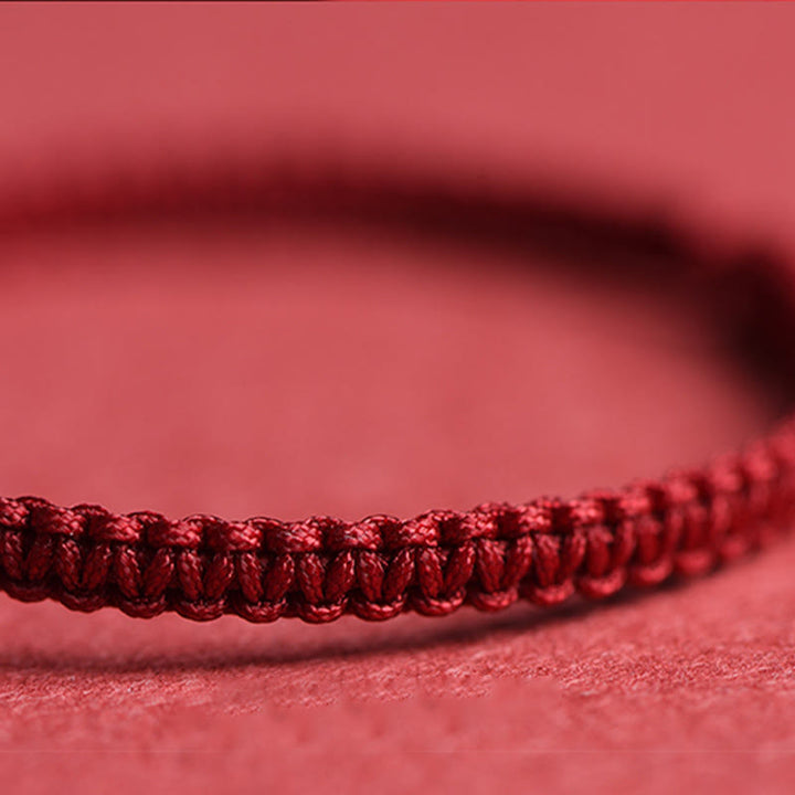 Buddha Stones Four Leaf Clover Five-petal Flower Cinnabar Blessing Red String Bracelet - image 5
