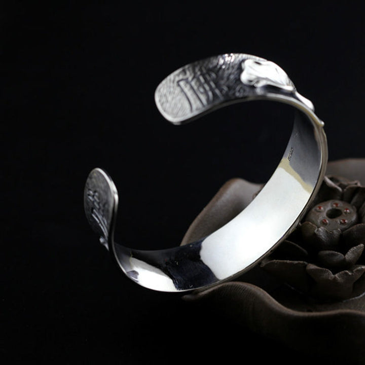 Buddha Stones 925 Sterling Silver Lotus Flower Calm Bracelet Adjustable Bangle - image 13