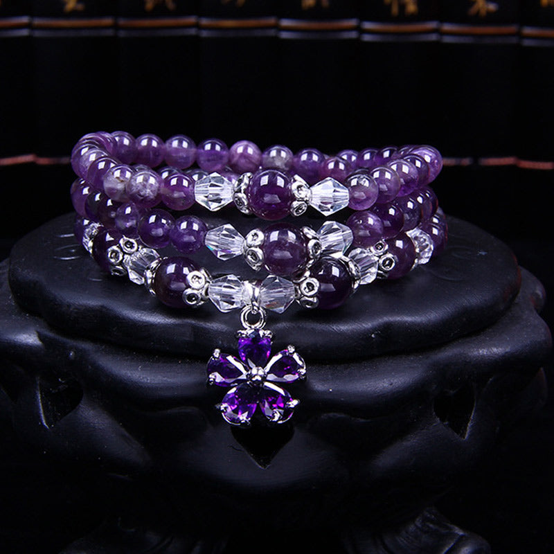 Buddha Stones Tibetan Amethyst Blessing Bracelet - 6mm Amethyst - image 0