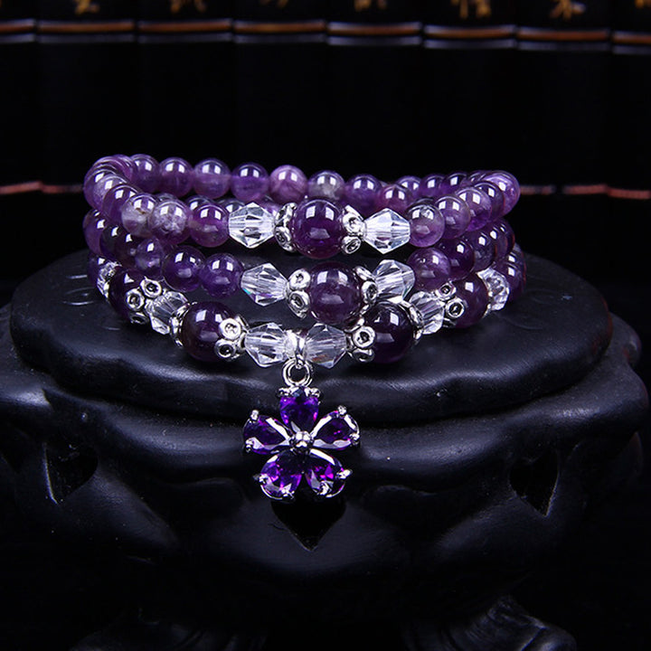 Buddha Stones Tibetan Amethyst Blessing Bracelet - 6mm Amethyst - image 0