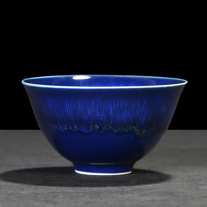 Buddha Stones Chinese Jianzhan Glaze Kiln Change Ceramic Teacup Tenmoku Kung Fu Tea Cup - Blue - 8.3cm*4.7cm*95ml - image 8