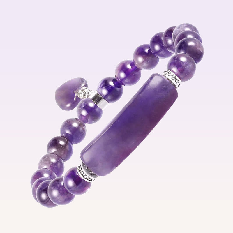 Buddha Stones Natural Quartz Love Heart Healing Beads Bracelet - image 1