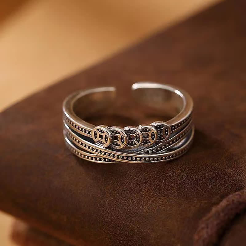 Buddha Stones Copper Coin Wealth Luck Ring - image 3
