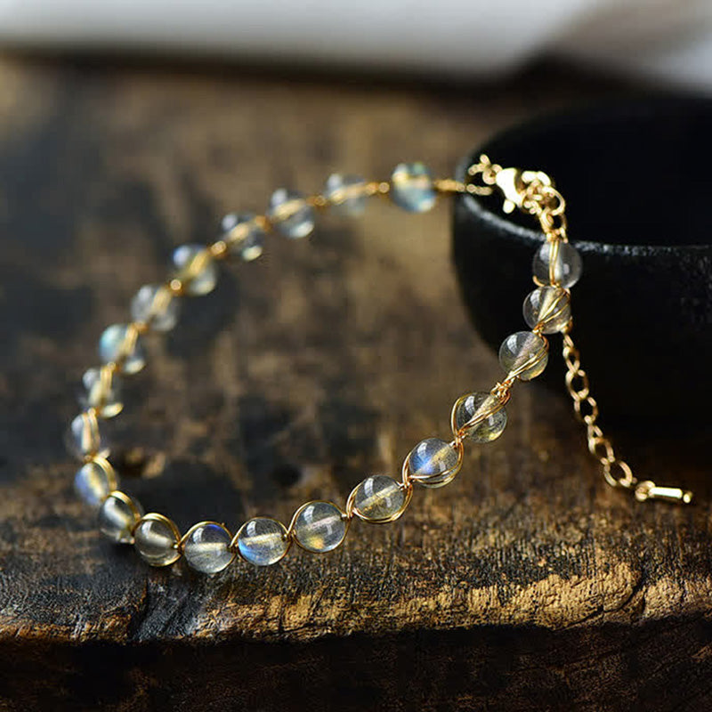 Buddha Stones Natural Moonstone 14K Gold Healing Positive Bracelet - Moonstone - image 0