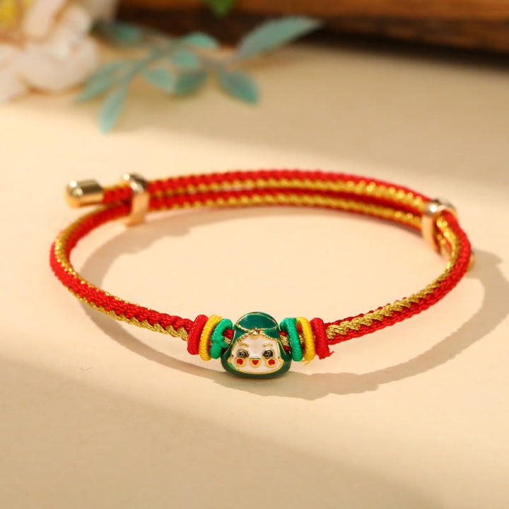 Buddha Stones Colorful Rope Zongzi Pattern Luck Handmade Child Adult Bracelet - Golden Red Rope-Single Zongzi(Green)(Wrist Circumference 12-20cm) - image 15
