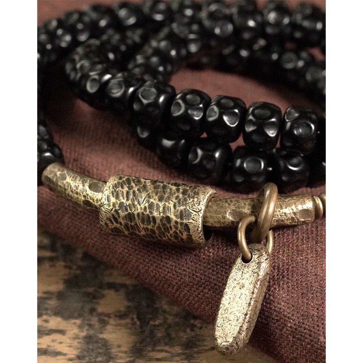 Buddha Stones Retro Coconut Shell Copper Happiness Triple Wrap Bracelet - image 8