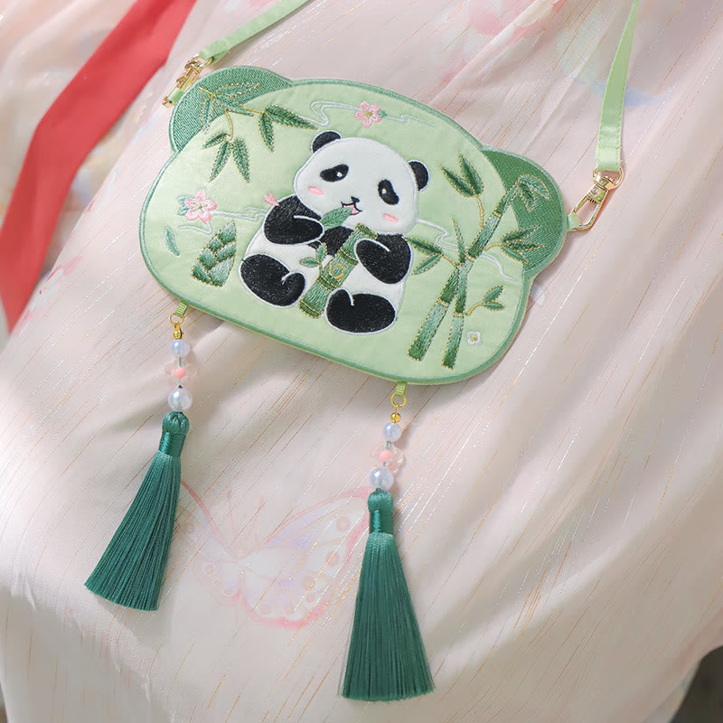 Buddha Stones Embroidery Lucky Panda Cat Shiba Inu Deer Rabbit Fox Flower Cute Animal Hanfu Bag Crossbody Bag Shoulder Bag - image 4