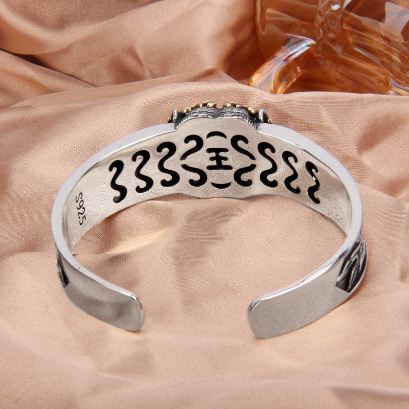 Buddha Stones 925 Sterling Silver Chinese Zodiac Tiger Keep Away Evil Spirits Bracelet Bangle - image 4