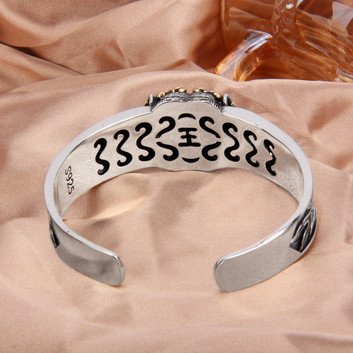 Buddha Stones 925 Sterling Silver Chinese Zodiac Tiger Keep Away Evil Spirits Bracelet Bangle - image 4
