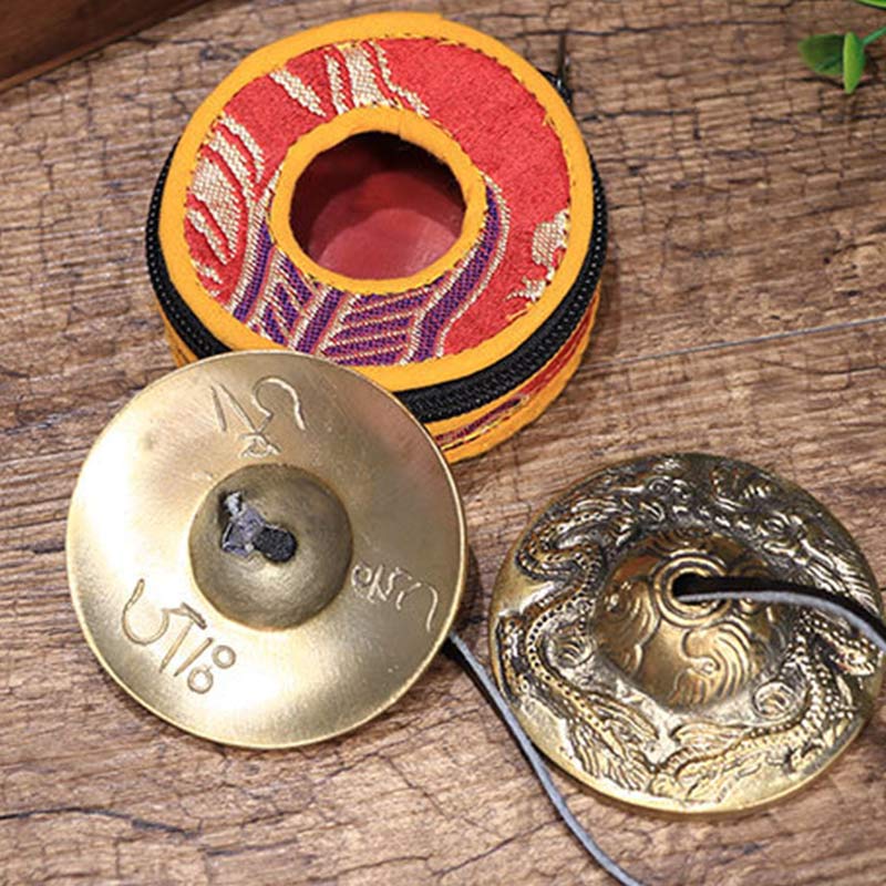 Buddha Stones Tibetan Tingsha Bell Six True Words Dragon Copper Balance Decoration With Bag - image 18