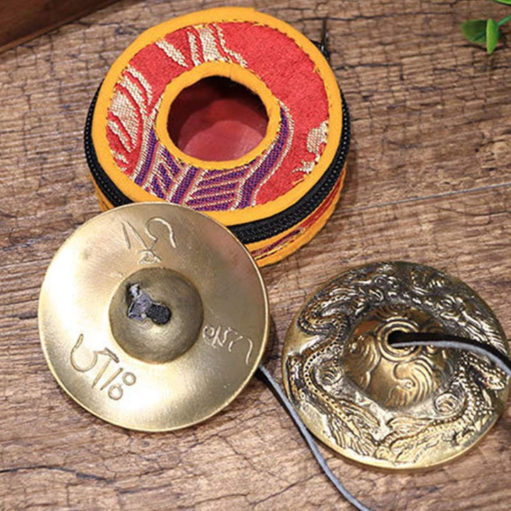 Buddha Stones Tibetan Tingsha Bell Six True Words Dragon Copper Balance Decoration With Bag - image 18