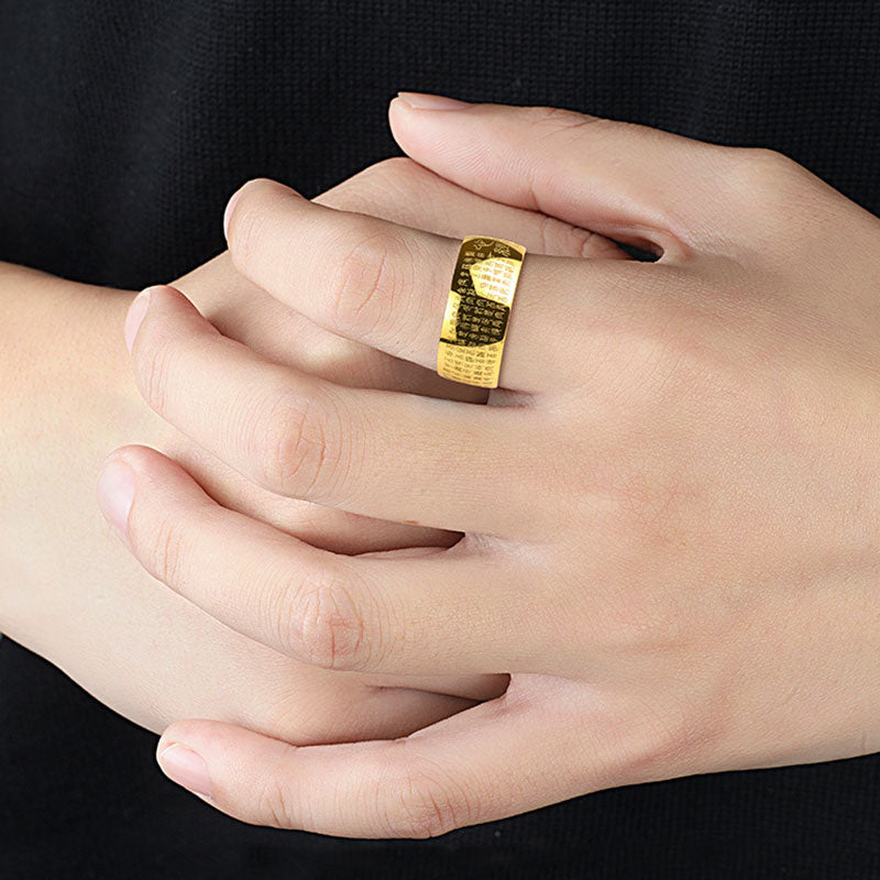 Buddha Stones FengShui Buddhism Ancient Heart Sutra Lucky Ring - image 4