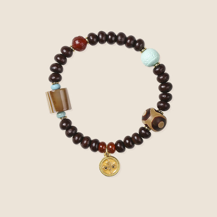 Buddha Stones Natural Tibet Purple Bodhi Seed Dzi Bead God of Wealth Wisdom Bracelet - image 12