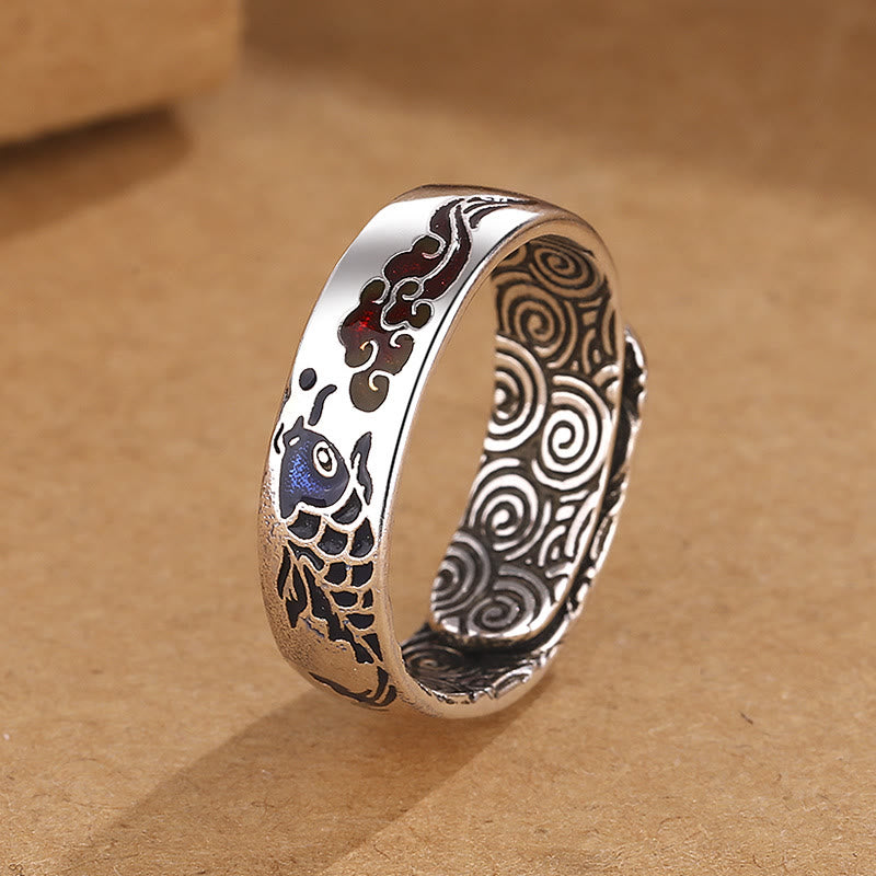 Buddha Stones Koi Fish Auspicious Cloud Design Luck Wealth Ring - Koi Fish(Luck♥Prosperity) - image 0