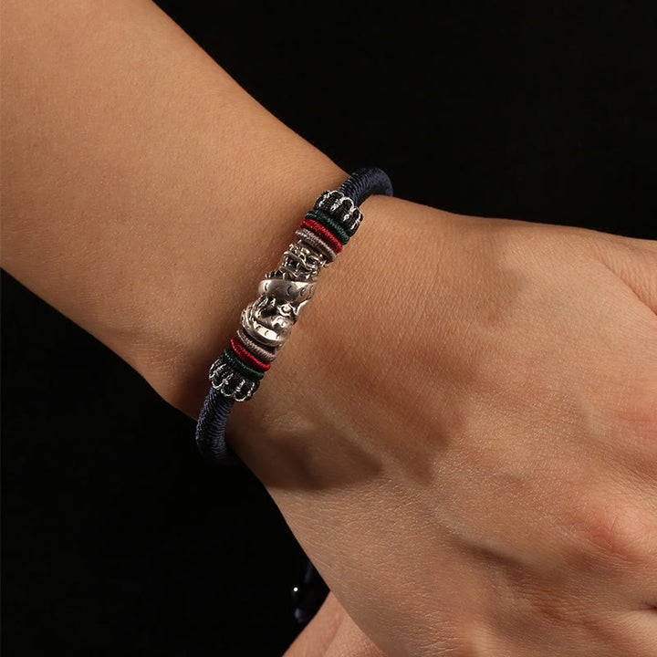 Buddha Stones Handmade 925 Sterling Silver Year Of The Dragon Auspicious Dragon Luck Rope Bracelet - image 5