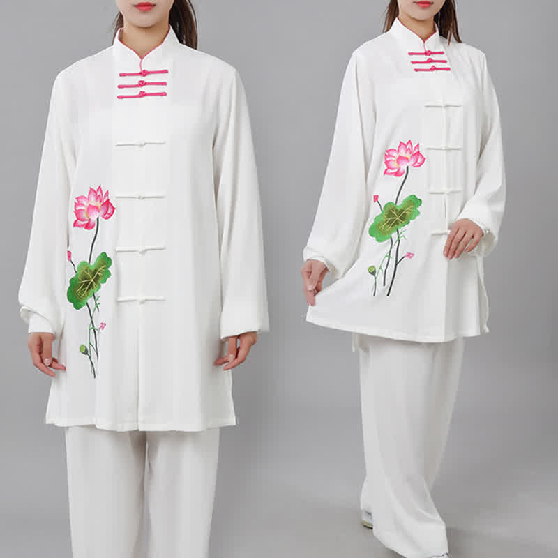 Buddha Stones Lotus Flower Leaf Pattern Tai Chi Meditation Prayer Spiritual Zen Practice Clothing Women's Set - image 2