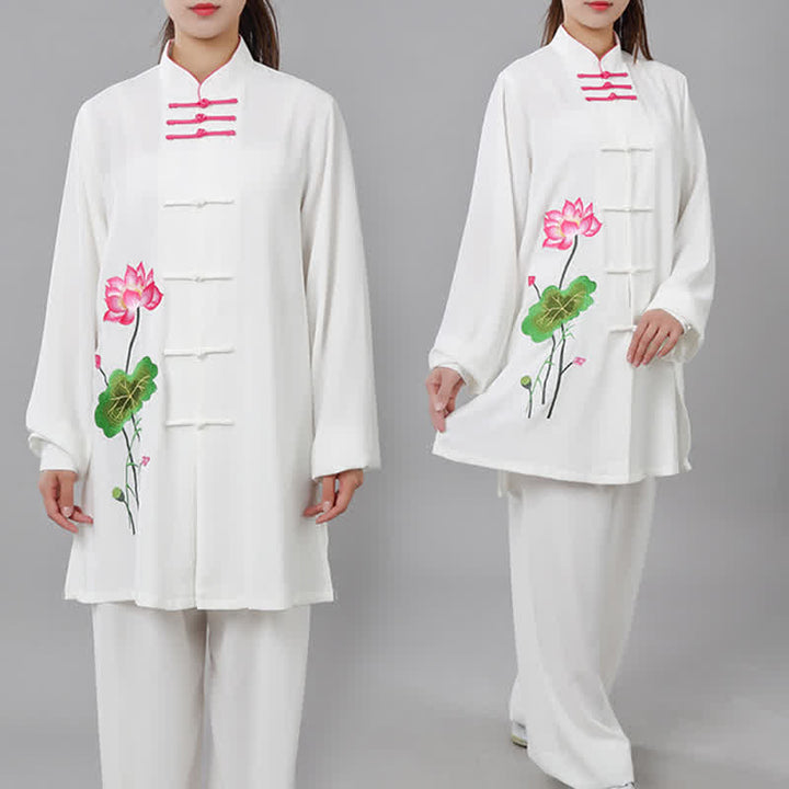 Buddha Stones Lotus Flower Leaf Pattern Tai Chi Meditation Prayer Spiritual Zen Practice Clothing Women's Set - image 2