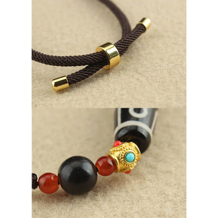Buddha Stones Tibetan Nine-Eye Dzi Bead Protection Blessings String Necklace Pendant - image 9