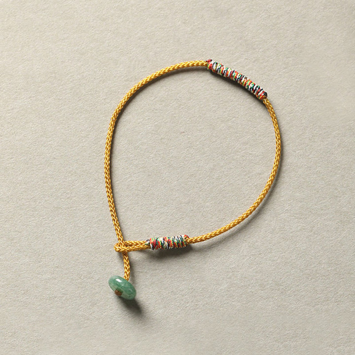 Buddha Stones Tibetan Handmade Green Aventurine Luck Protection Braided Rope Bracelet - Yellow(Wrist Circumference 13-15cm) - image 5