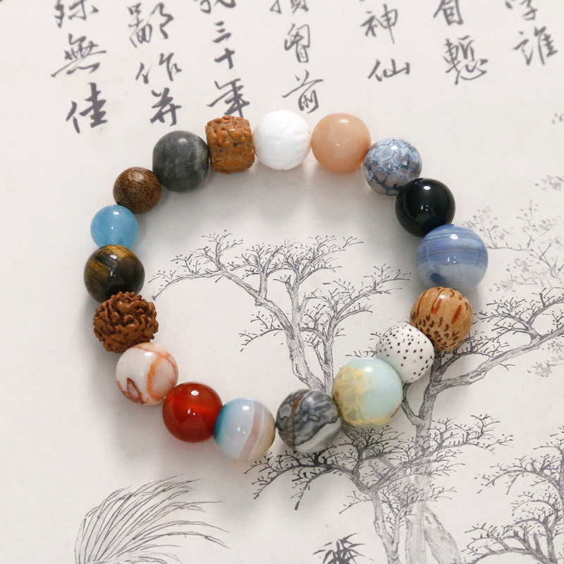 Buddha Stones Natural Bodhi Seed Crystal Stone Agate Keep Away Evil Spirits Bracelet - image 1