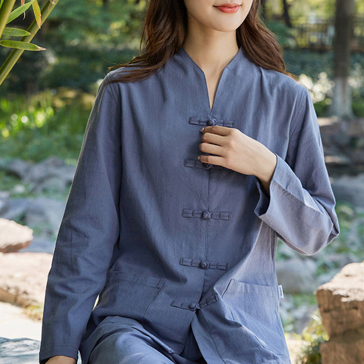 Buddha Stones Spiritual Zen Practice Yoga Meditation Prayer Uniform Cotton Linen Clothing Women's Set - image 9