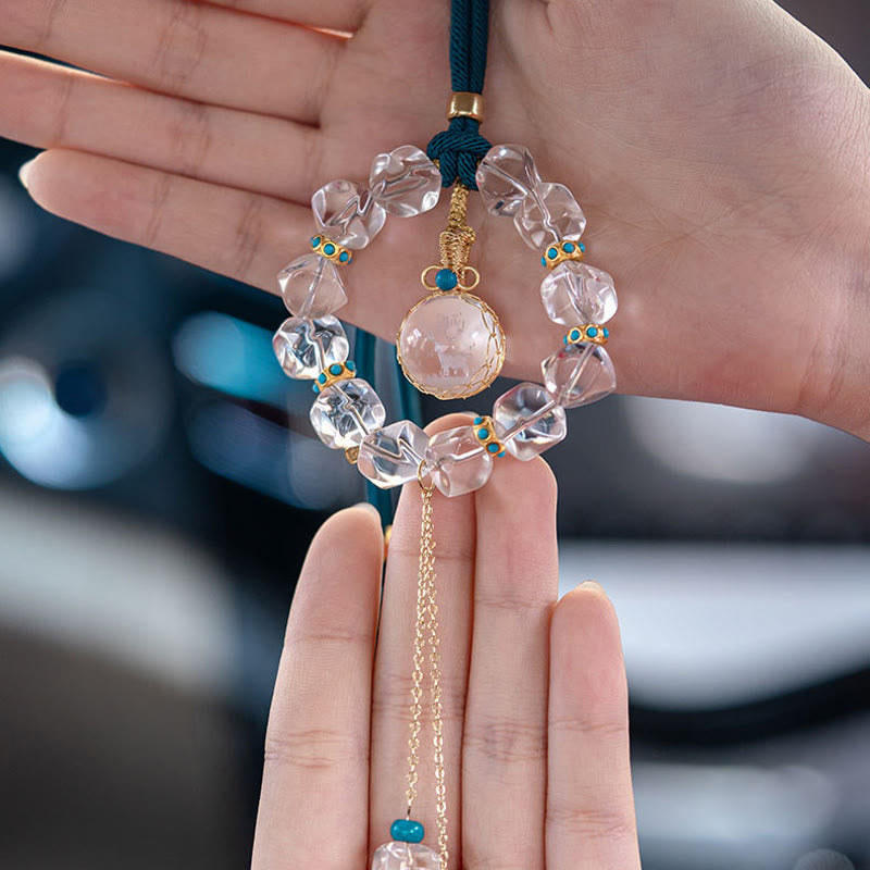 Buddha Stones White Crystal Deer Gourd Protection Car Hanging Decoration - image 5