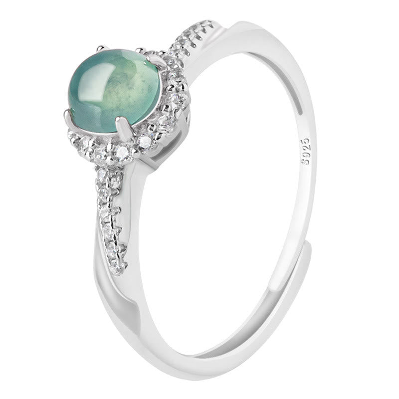 Buddha Stones 925 Sterling Silver Round Jade Luck Prosperity Adjustable Ring - image 7