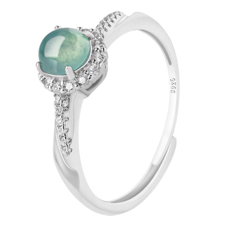 Buddha Stones 925 Sterling Silver Round Jade Luck Prosperity Adjustable Ring - image 7