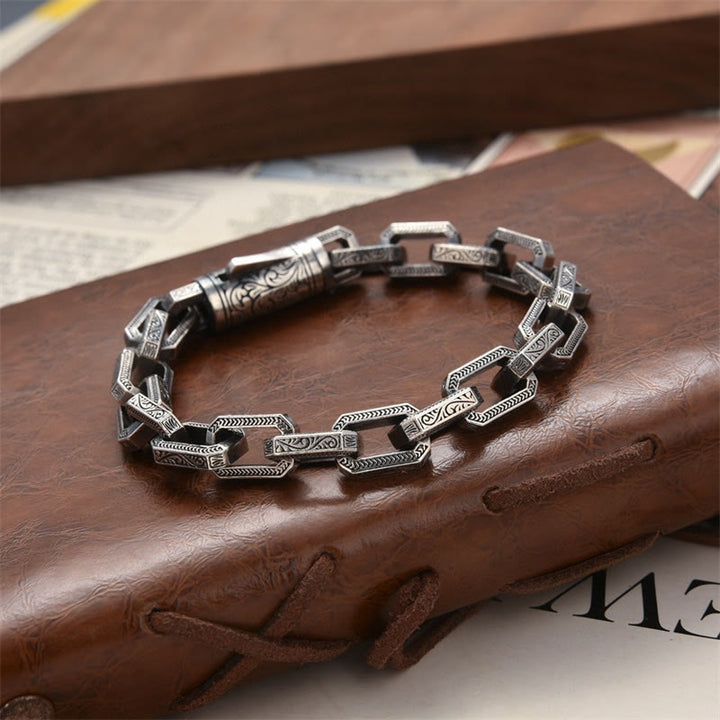 Buddha Stones Vintage Tang Dynasty Flower Design Engraved Luck Energy Bracelet - image 4