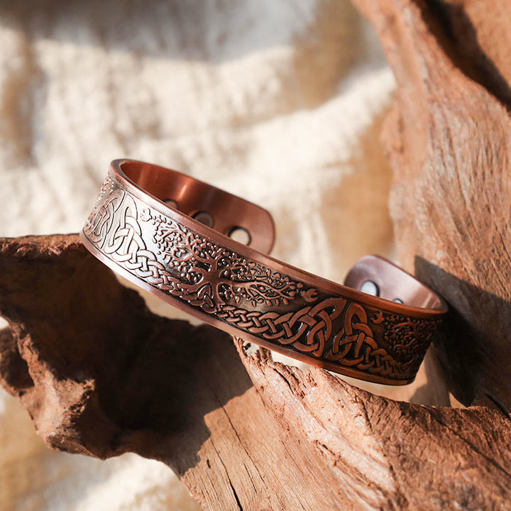 Buddha Stones Lucky Tree Of Life Balance Magnetic Adjustable Cuff Bracelet Bangle - image 1