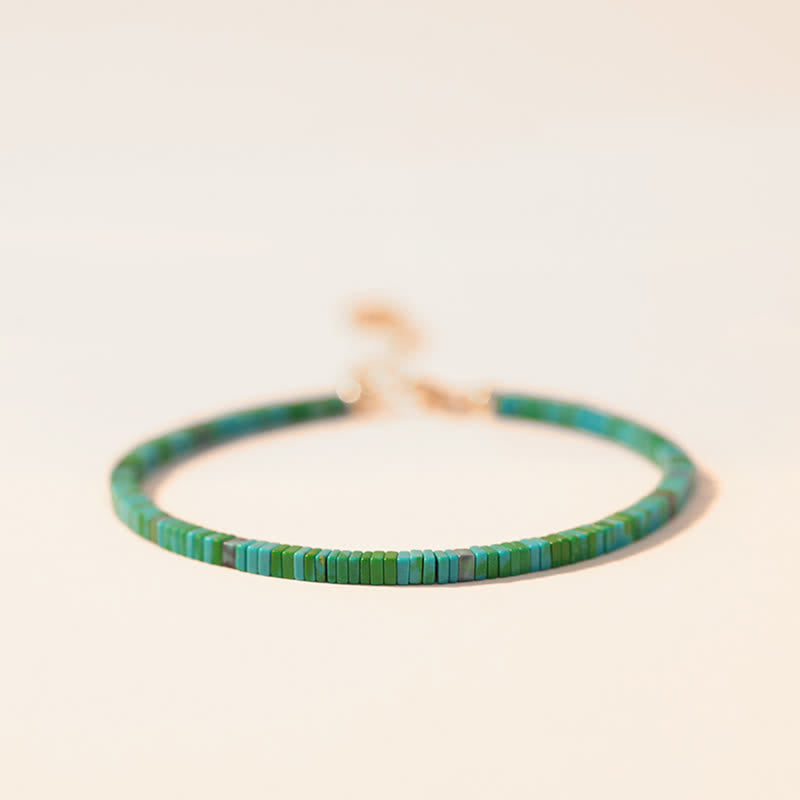 Buddha Stones Turquoise Beaded Friendship Strength Chain Bracelet - image 0