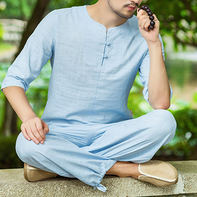Buddha Stones Meditation Prayer Spiritual Zen Practice Uniform Clothing Men's Set - image 5