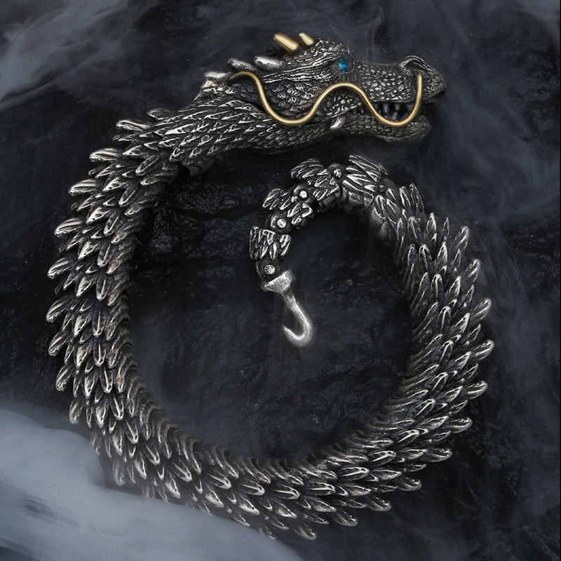 Buddha Stones Nordic Dragon Handmade Amulet Luck Protection Chain Bracelet - 24cm - Copper Alloy - image 0
