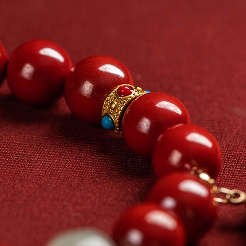Buddha Stones Cinnabar Jade Healing Protection Charm Bracelet - image 8