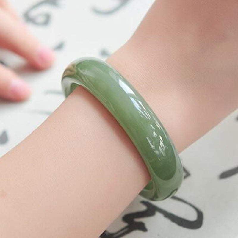 Buddha Stones Jade Abundance Blessing Bangle Bracelet - image 2
