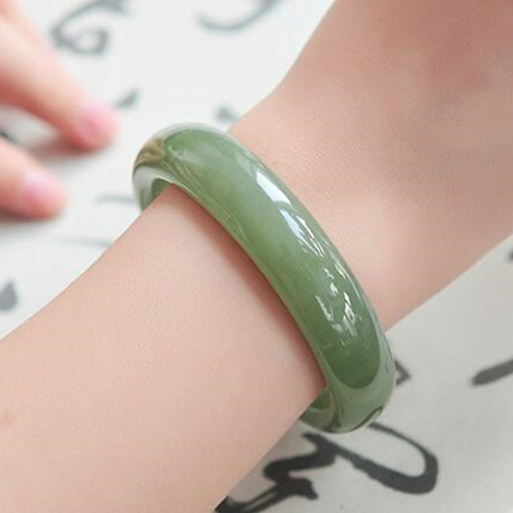 Buddha Stones Jade Abundance Blessing Bangle Bracelet - image 2