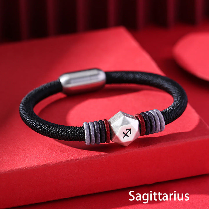 Buddha Stones 999 Sterling Silver 12 Constellations of the Zodiac Blessing Handmade String Bracelet - Sagittarius - image 15