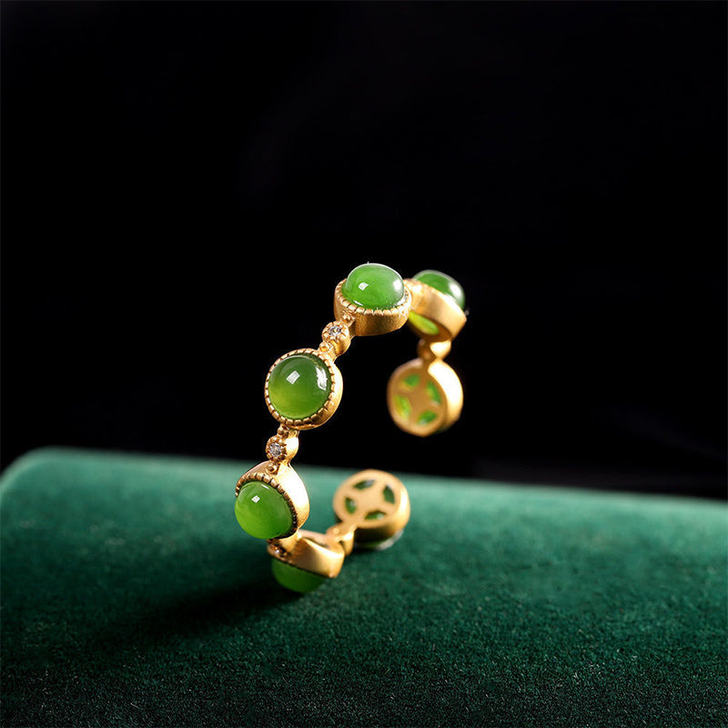 Buddha Stones Cyan Jade Healing Calm Adjustable Ring - image 11