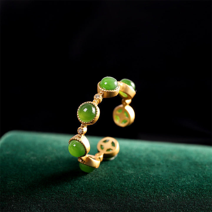 Buddha Stones Cyan Jade Healing Calm Adjustable Ring - image 11