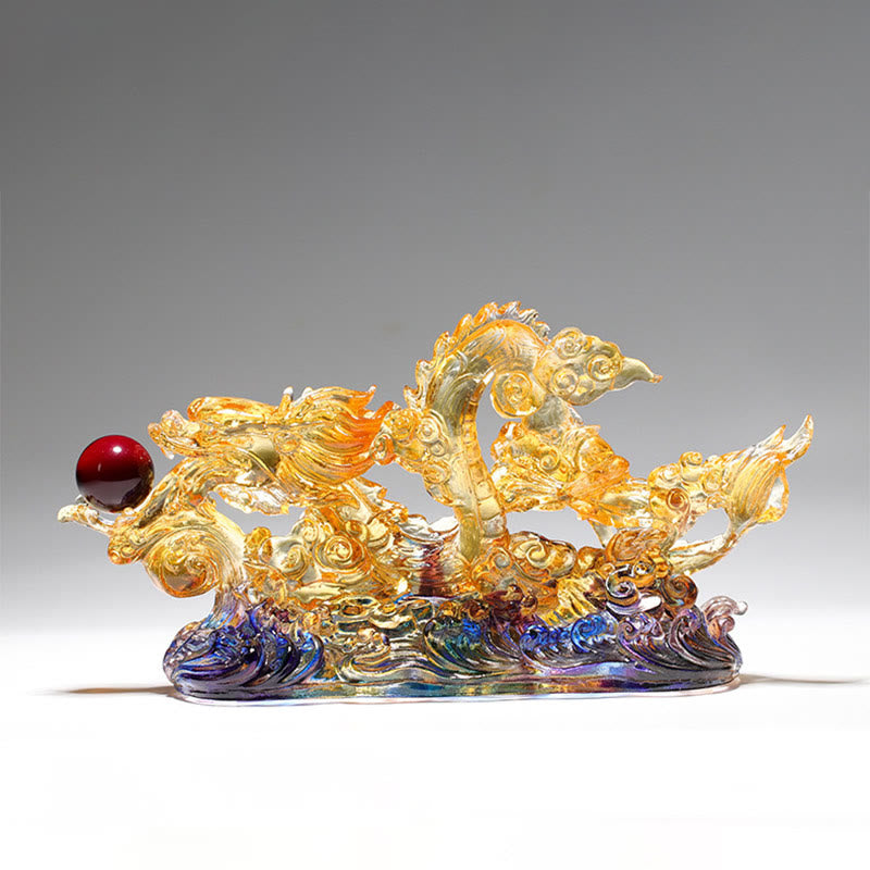 Buddha Stones Handmade Dragon Liuli Crystal Art Piece Protection Strength Home Office Decoration - image 4