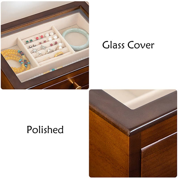 Buddha Stones Retro Solid Wood Jewelry Box Jewelry Storage Box With Drawer - image 23